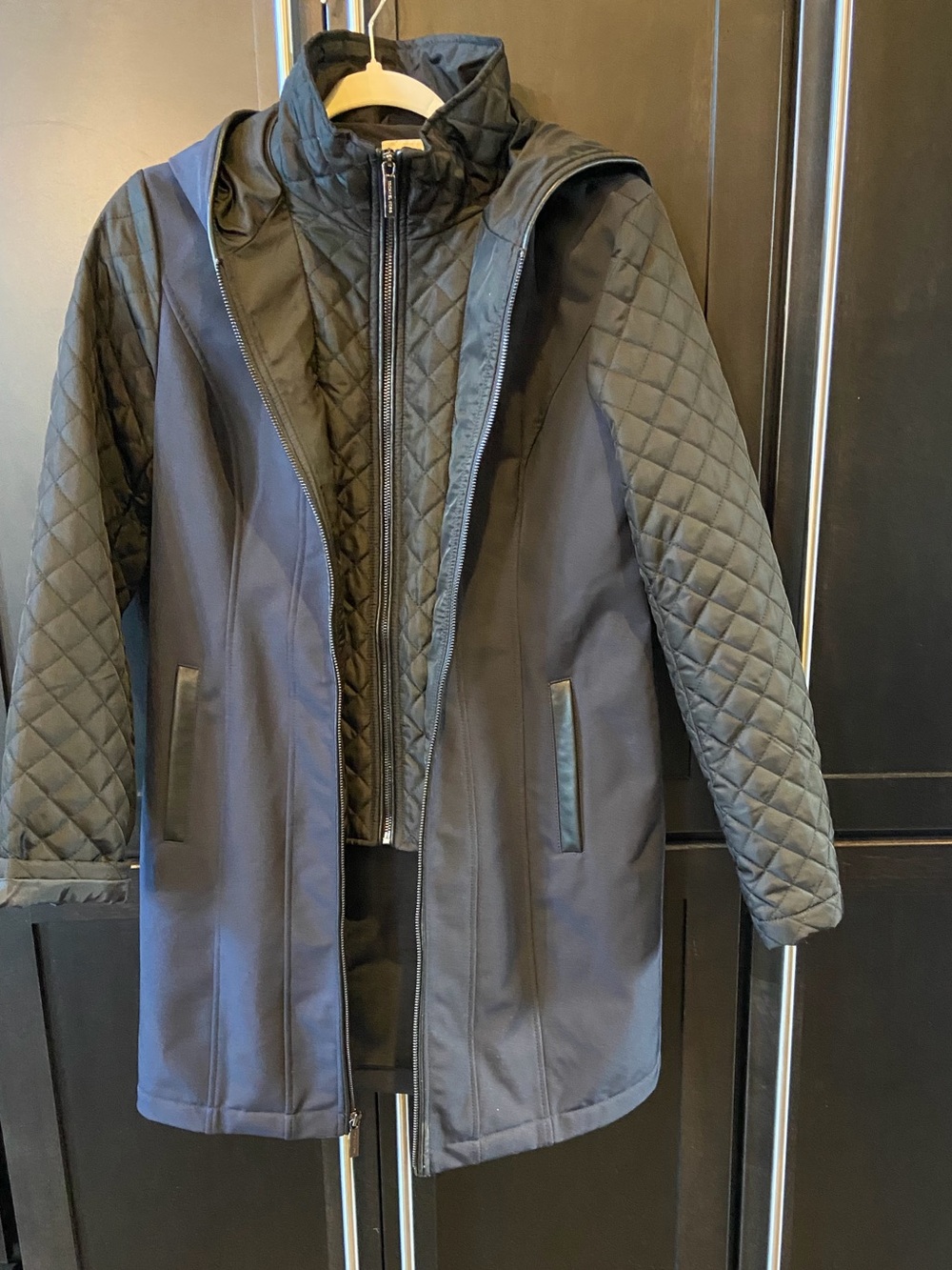 Quilted Black Hooded Parka Jacket